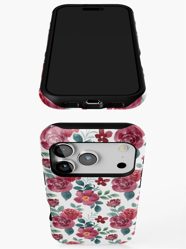 Thumbnail 3 of 4, iPhone Case, Watercolor Roses Pattern - Floral Pattern designed and sold by PatternHome.