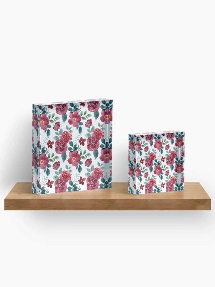 Thumbnail 3 of 5, Acrylic Block, Watercolor Roses Pattern - Floral Pattern designed and sold by PatternHome.