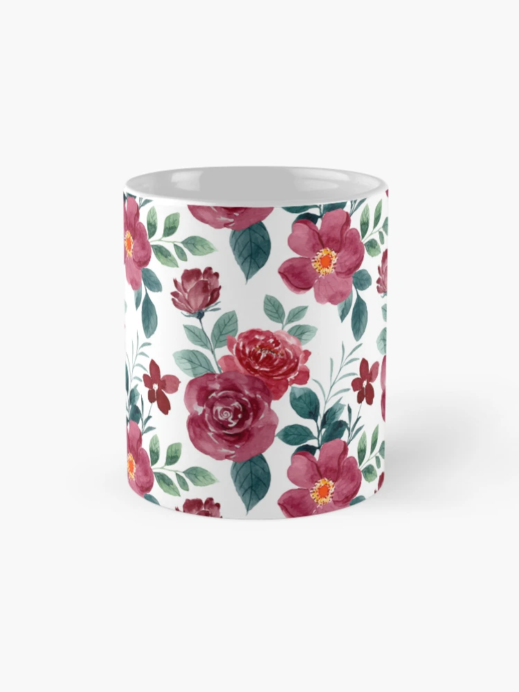 Thumbnail 4 of 6, Coffee Mug, Watercolor Roses Pattern - Floral Pattern designed and sold by PatternHome.