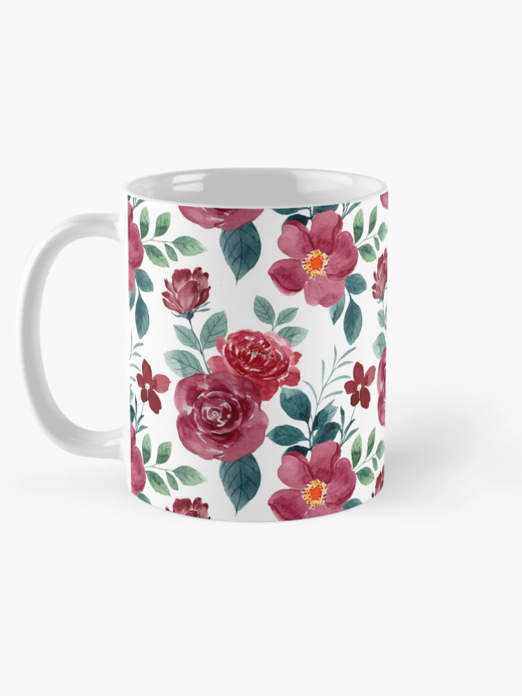 Thumbnail 5 of 6, Coffee Mug, Watercolor Roses Pattern - Floral Pattern designed and sold by PatternHome.