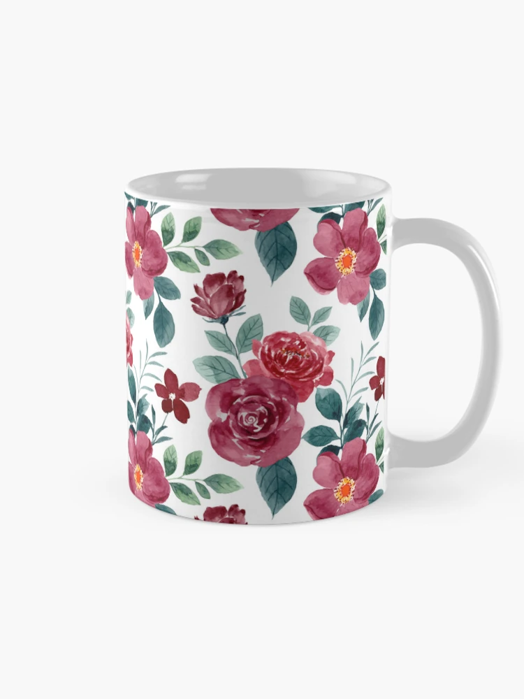 Thumbnail 3 of 6, Coffee Mug, Watercolor Roses Pattern - Floral Pattern designed and sold by PatternHome.