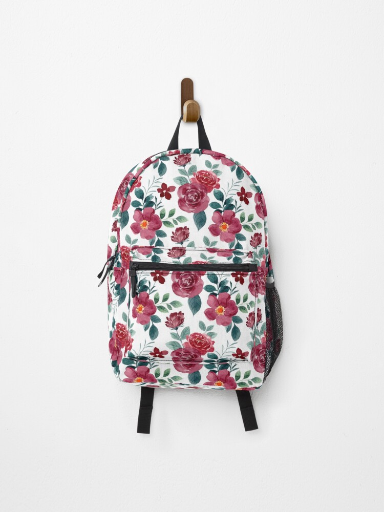 Thumbnail 1 of 3, Backpack, Watercolor Roses Pattern - Floral Pattern designed and sold by PatternHome.