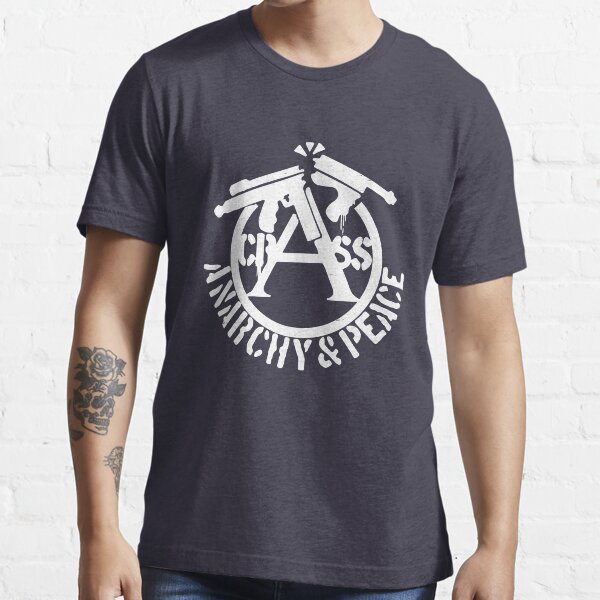 T-shirt Punk Crass Anarchy & Peace - Coton, Manches Courtes, Noir, Symboles Anarchistes