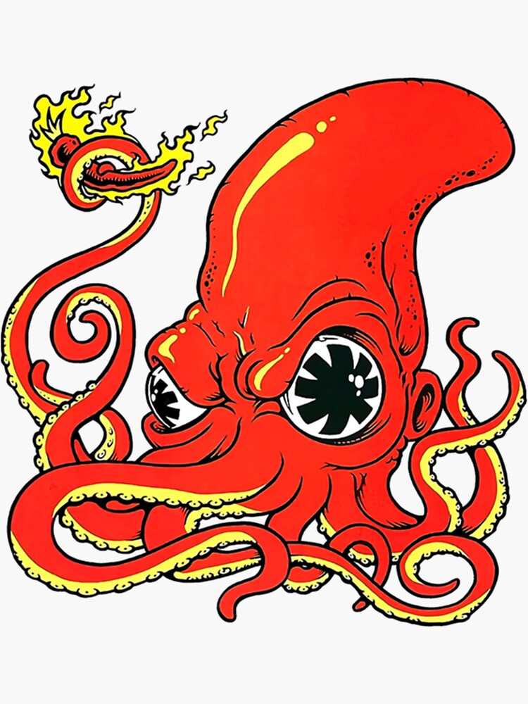 Imagen 3 de 3, Pegatina con la obra Pulpo al rojo vivo, diseñada y vendida por LORENKLEINL.