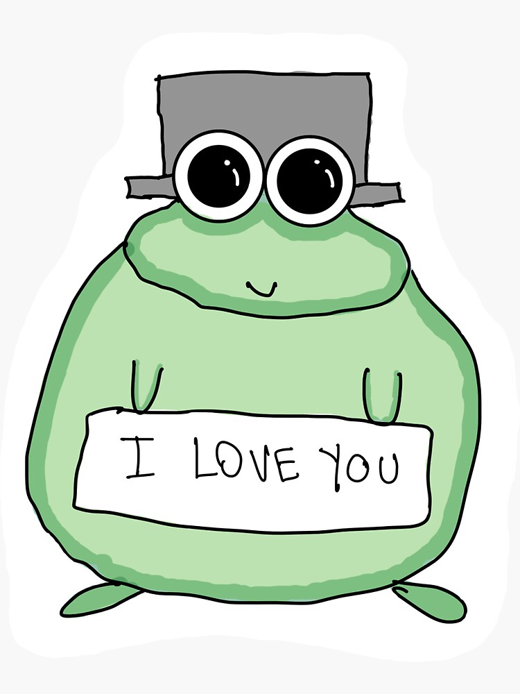 "Frog Holding "I Love You" Sign" Sticker for Sale by wildnweird | Redbubble