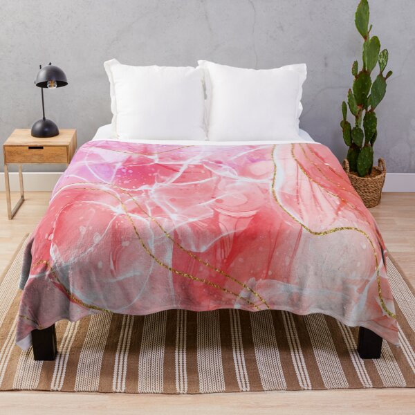 Item preview, Realistic Liquid Red Pink Marble With Gold Veins designed and sold by Uday24.
