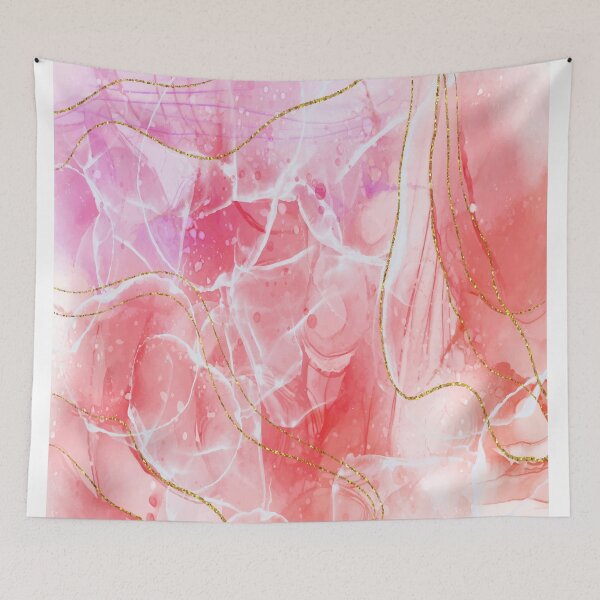 Item preview, Realistic Liquid Red Pink Marble With Gold Veins designed and sold by Uday24.