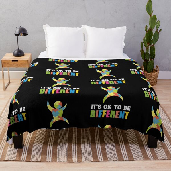 Aperçu de l'œuvre Its Ok To Be Different Autism Autistic support Be Positive Aspire To Inspire Happy Life Apparel Essential Motivation Inspiration Joy Mood créée et vendue par DesignByHeartUK.