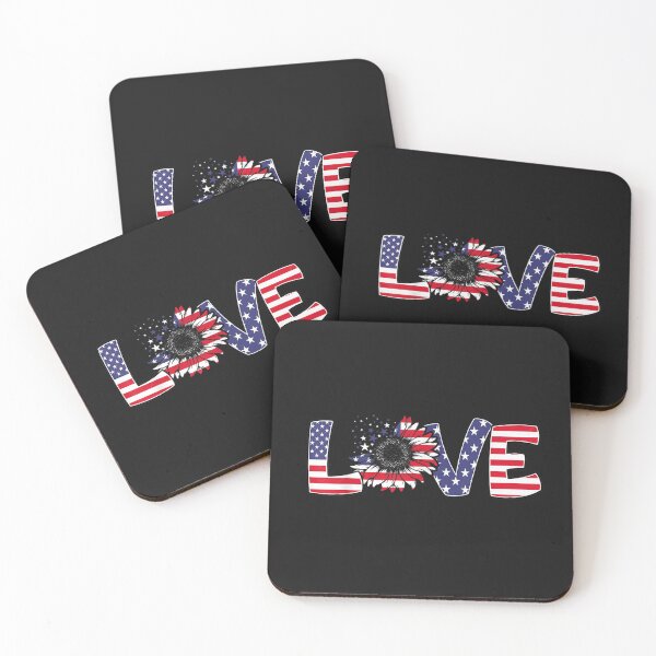 Item preview, LOVE Sunflower 4th Of July Women American Flag Patriotic T-Shirt designed and sold by Dieter-Marshall.