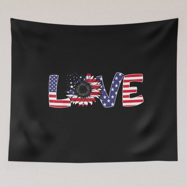 Item preview, LOVE Sunflower 4th Of July Women American Flag Patriotic T-Shirt designed and sold by Dieter-Marshall.