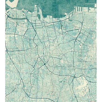 Artwork thumbnail, Jakarta Map Blue Vintage by HubertRoguski