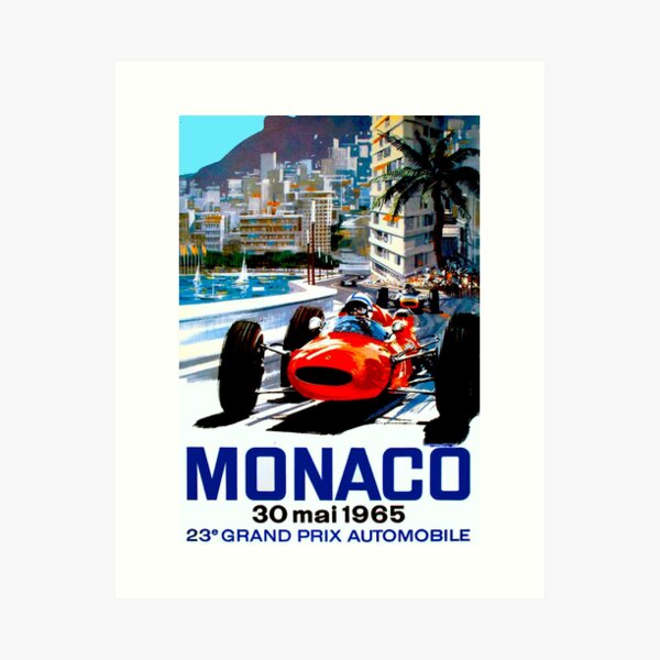 MONACO GRAND PRIX; Vintage Auto Racing Print Art Print