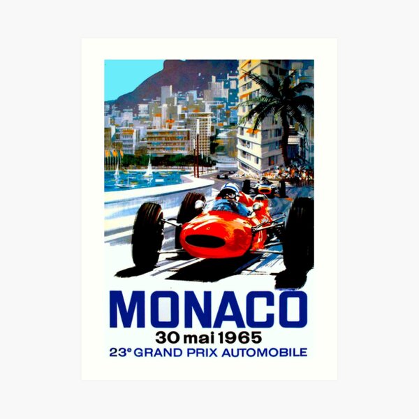 "MONACO GRAND PRIX" Vintage Auto Racing Print Art Print