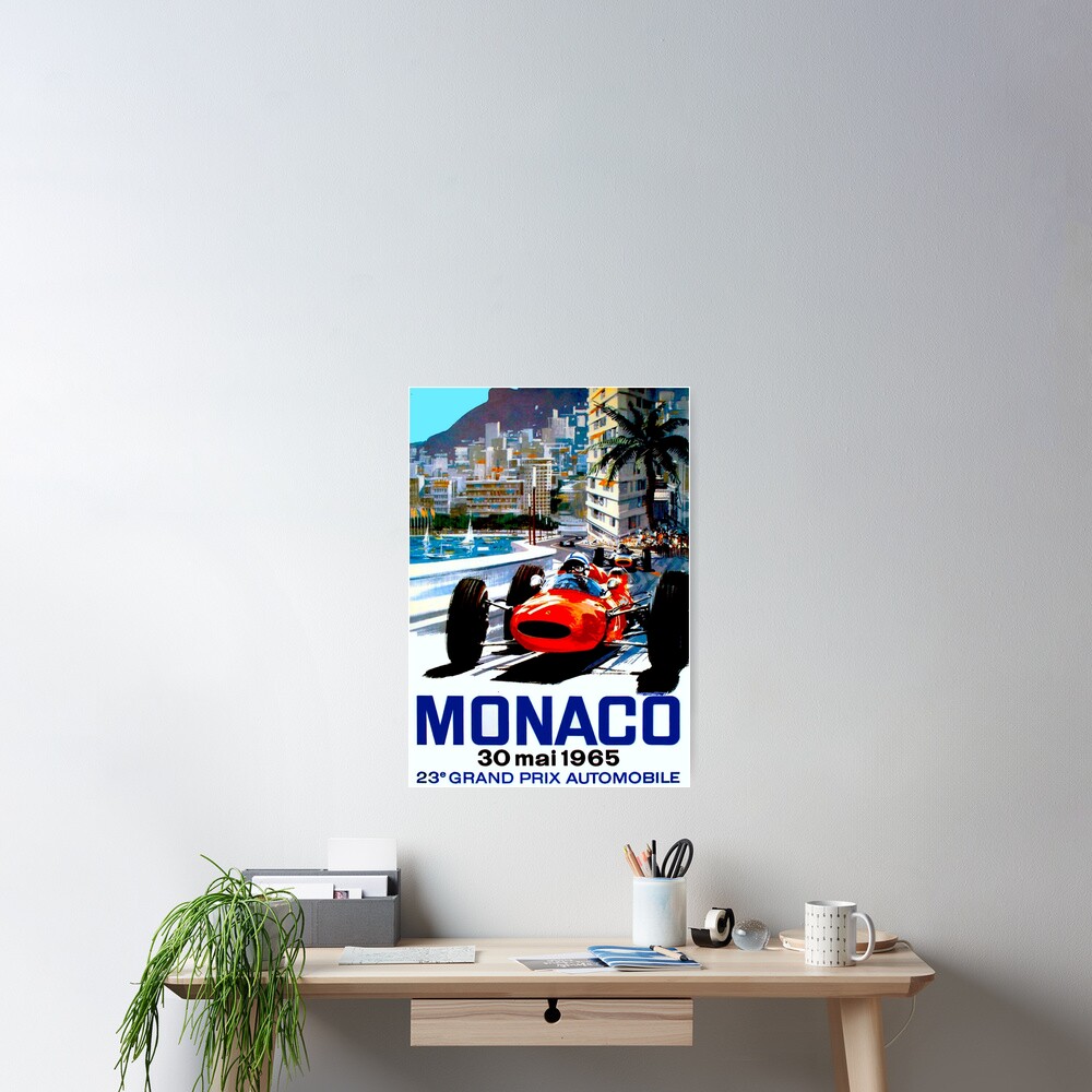 "MONACO GRAND PRIX" Vintage Auto Racing Print Poster