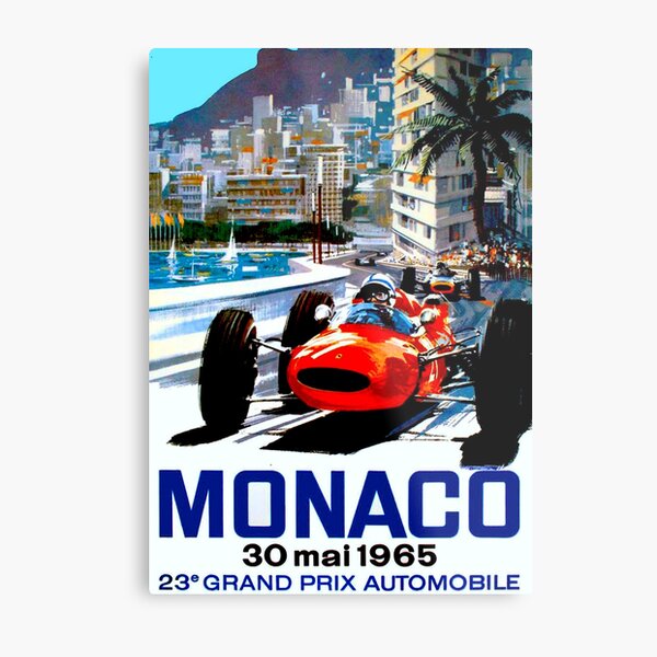 GRAND PRIX DE MONACO ; Impression de course automobile vintage Impression métallique