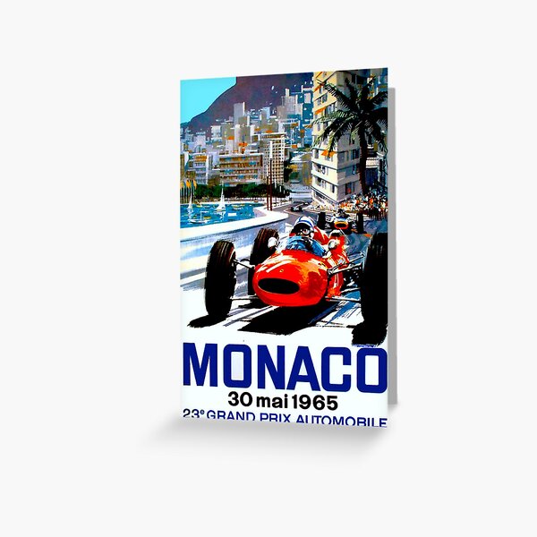 "MONACO GRAND PRIX" Vintage Auto Racing Print Greeting Card