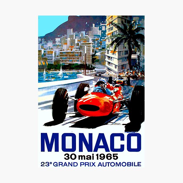 "MONACO GRAND PRIX" Vintage Auto Racing Print Photographic Print
