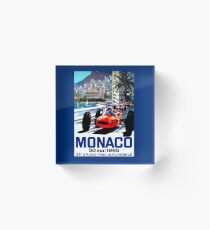 "MONACO GRAND PRIX" Vintage Auto Racing Print Acrylic Block