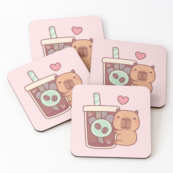 Item preview, Cute Little Capybara Hugs Iced Coffee designed and sold by rustydoodle.