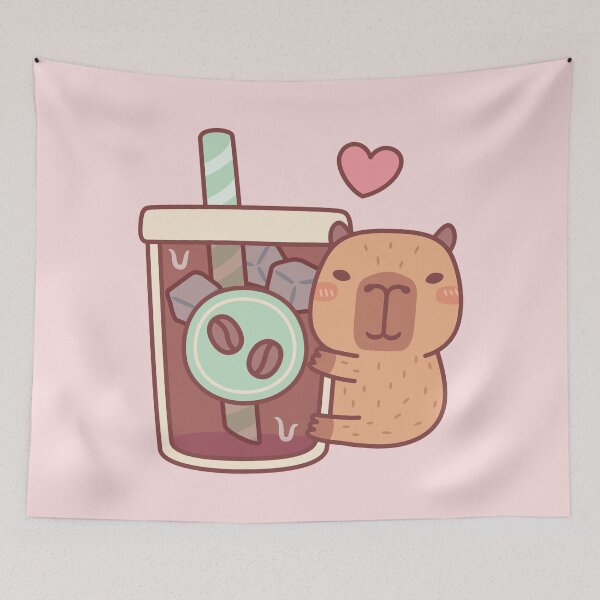 Item preview, Cute Little Capybara Hugs Iced Coffee designed and sold by rustydoodle.