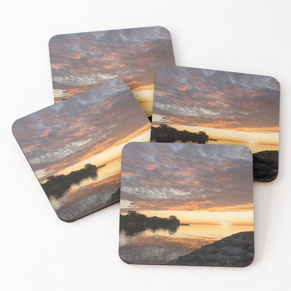 Item preview, Peninsular Sunrise - Rough Riprap Boulders and Spectacular Sky designed and sold by Georgia Mizuleva.