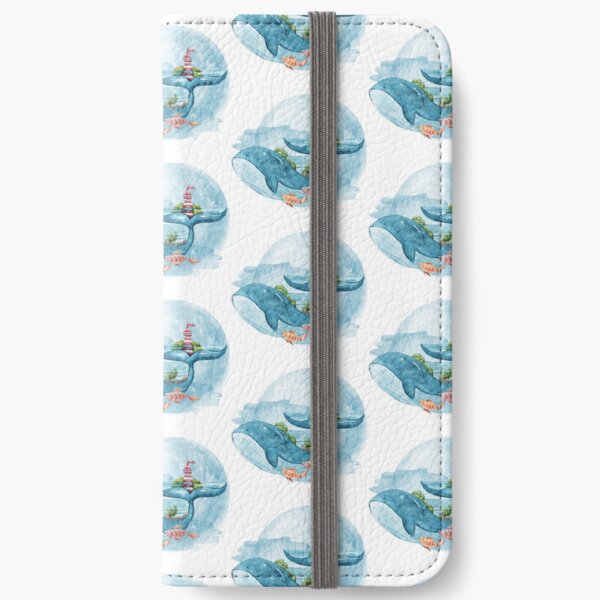 Cute watercolor whale illustration iPhone Wallet