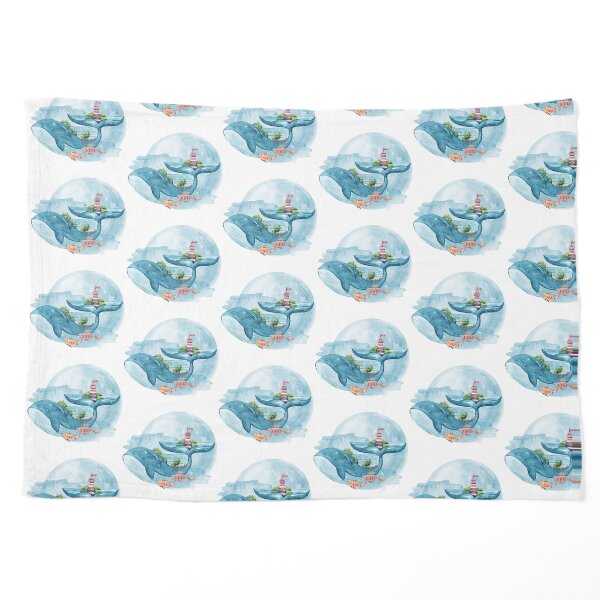 Cute watercolor whale illustration Pet Blanket