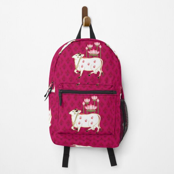 Item preview, Vibrant Fuchsia Pichwai: Sacred Indian Cow & Lotus Art designed and sold by Art-PraveenRai.