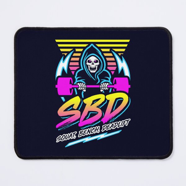 Item preview, SBD Squat Bench Deadlift (Gym Reaper) Retro Neon Synthwave 80s 90s designed and sold by Brogress Project.