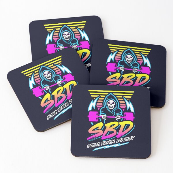 Artikelvorschau, SBD Squat Bench Deadlift (Gym Reaper) Retro Neon Synthwave 80er 90er entworfen und verkauft von Brogress Project.