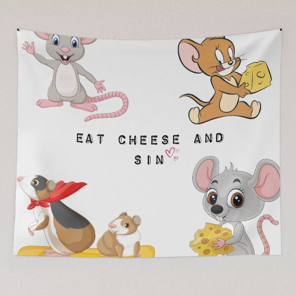 Item preview, Eat cheese and sin sticker designed and sold by Hound-dolls.