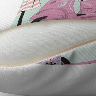 Alternate view of Flamingo Riding on Pink Daydreams Throw Pillow