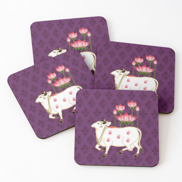 Item preview, Royal Violet Pichwai Art: Sacred Indian Cow and Lotus Heritage Pattern designed and sold by Art-PraveenRai.