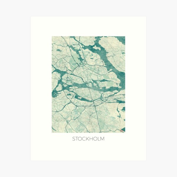 Item preview, Stockholm Map Blue Vintage designed and sold by HubertRoguski.