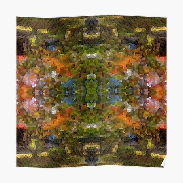 Abstract Mosaic in Green Blue Orange Poster