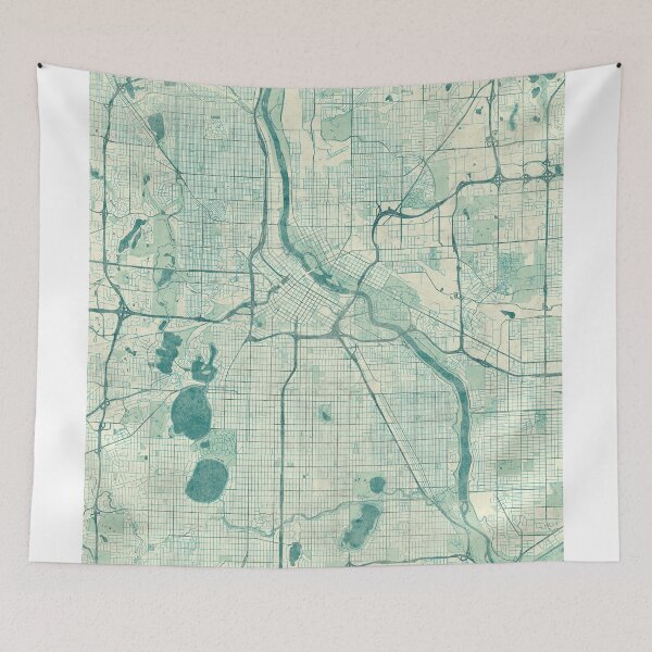 Item preview, Minneapolis Map Blue Vintage designed and sold by HubertRoguski.