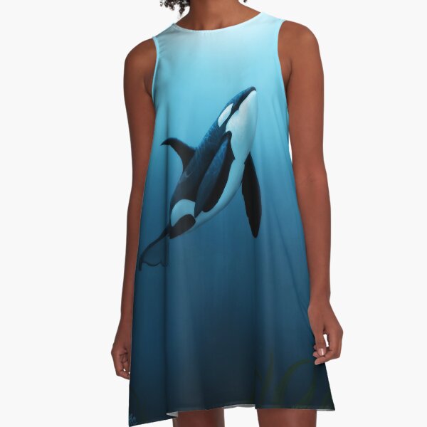 "The Dreamer" by Amber Marine ~ (Copyright 2015) orca art / killer whale digital painting A-Line Dress