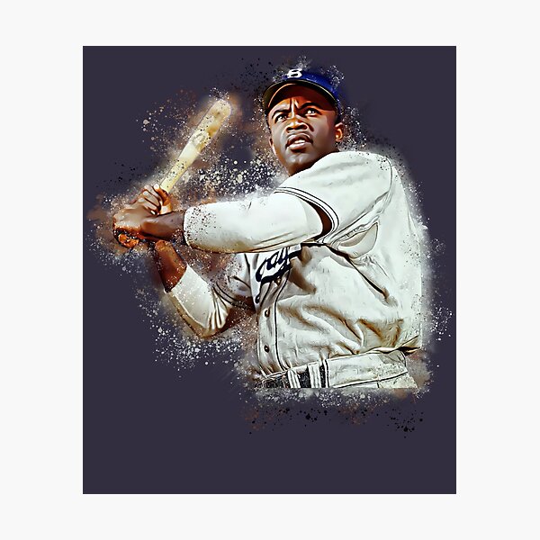 Jackie Robinson Poster, Canvas Frame, Baseball Poster, Kids Wall Decor, Man  Cave Gift, B&W, Sports Canvas Wall Art