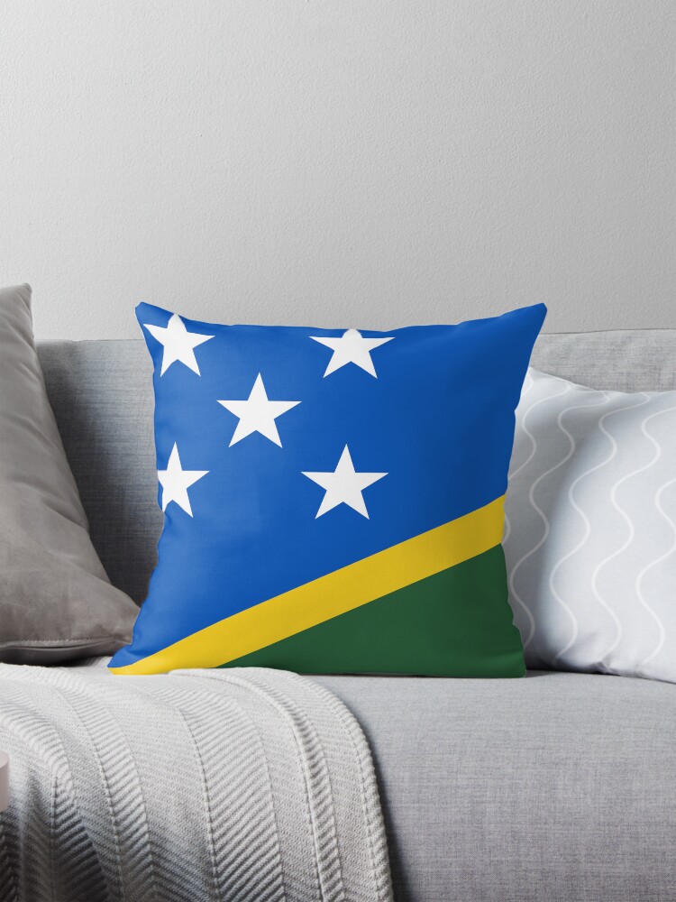 Aperçu 1 sur 4. Coussin avec l'œuvre Drapeau des Îles Salomon créée et vendue par Shorlick.