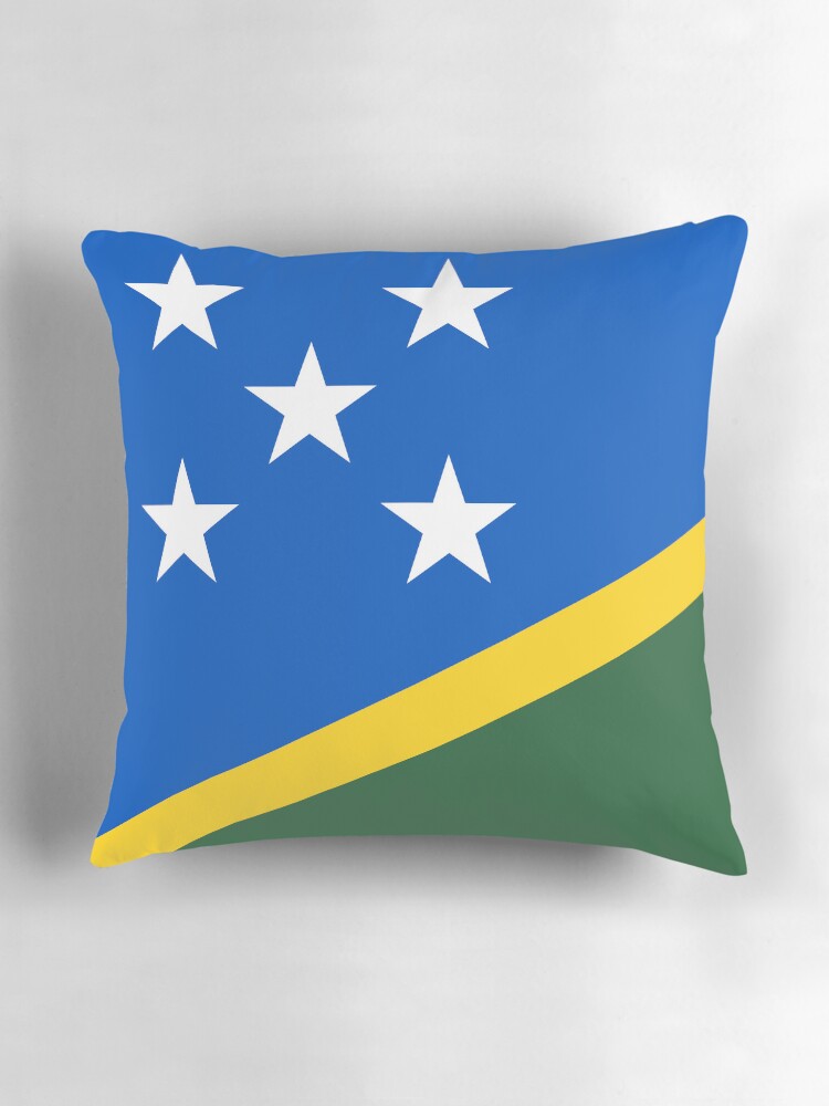 Aperçu 3 sur 4. Coussin avec l'œuvre Drapeau des Îles Salomon créée et vendue par Shorlick.