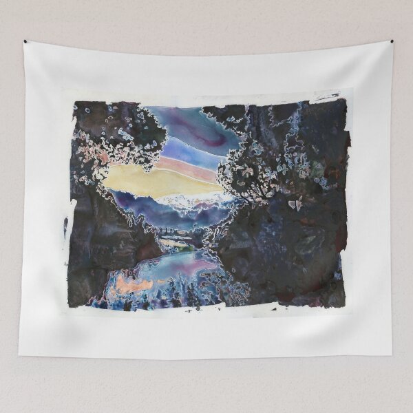 Item preview, Lake Matheson and mountain Fox Glacier- New Zealand.  Watercolor landscape painting New Zealand designed and sold by rfoxphoto.