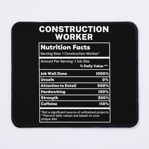 Item preview, Construction Worker Funny Nutrition Facts designed and sold by SpeakSarcasm.