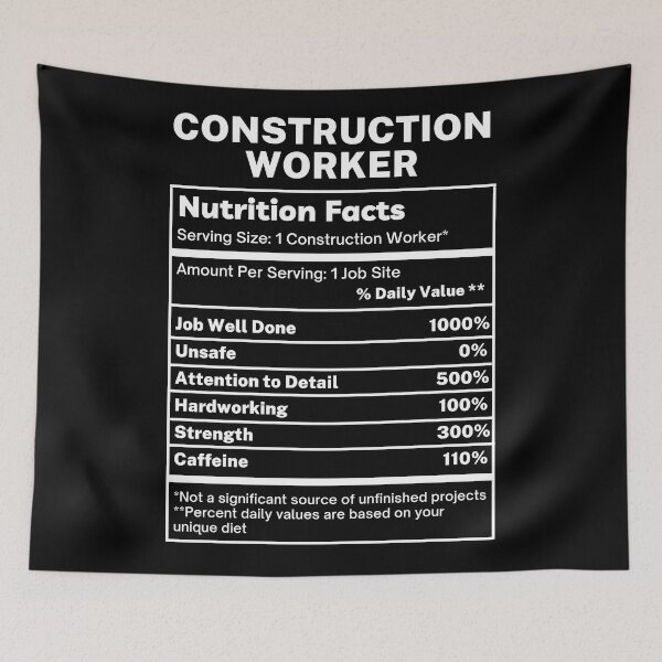 Item preview, Construction Worker Funny Nutrition Facts designed and sold by SpeakSarcasm.