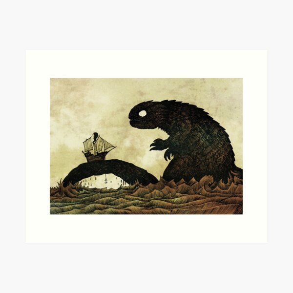 Leviathan & Sailing Ship Art Print