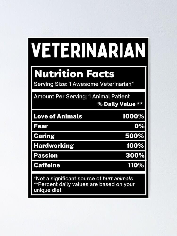 "Veterinarian Funny Nutrition Facts" Poster for Sale by UponStars