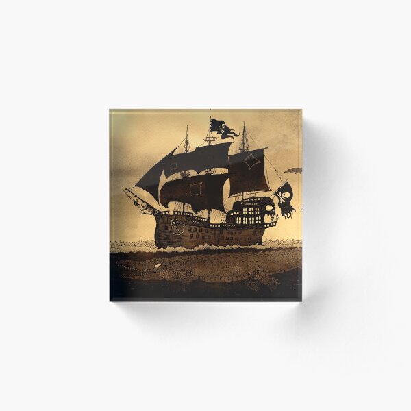 Tick tock the croc & Jolly Roger Acrylic Block