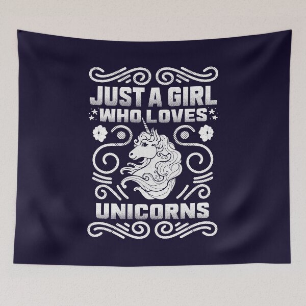 Item preview, Just a girl who loves unicorns - funny quote designed and sold by VichallanStudio.