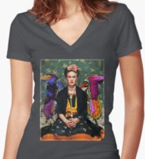 frida kahlo Women's Fitted V-Neck T-Shirt