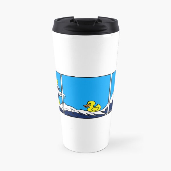 Rubber duckies in distress - based loosely on Hokusai I Travel Coffee Mug
