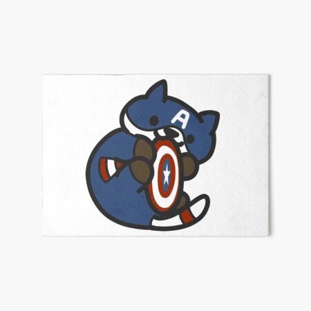 Cat-ain America Shield Cuddles Art Board Print